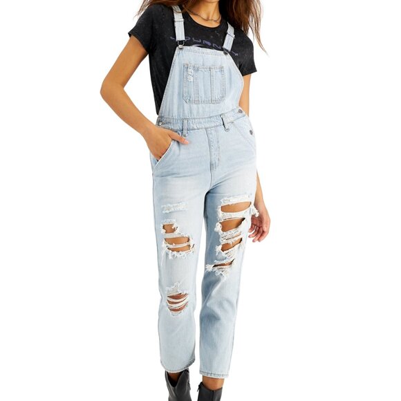 Tinseltown Rigid Ripped Overalls with Button Closures, Size XL, NWT - Picture 1 of 15